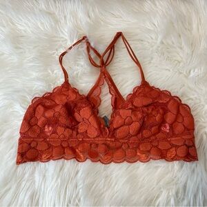 Aerie Orange Triangle Lace Bralette